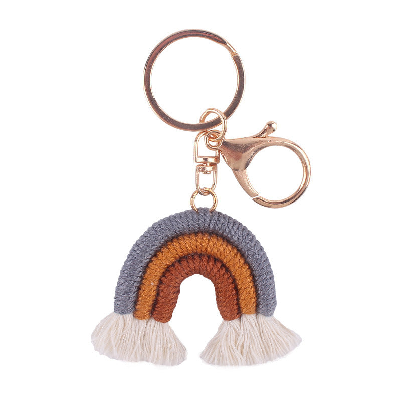 Wholesale Cotton Rope Little Rainbow Handwoven Pendant Tassel Bag Keychains